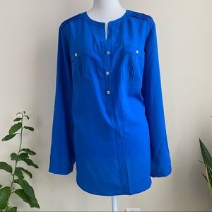 Dressbarn women’s blouse kind sleeve blue Sz 1X